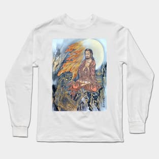 Buddha Shakyamuni Subjugates Demon Mara 1888 Kawanabe Kyosai Long Sleeve T-Shirt